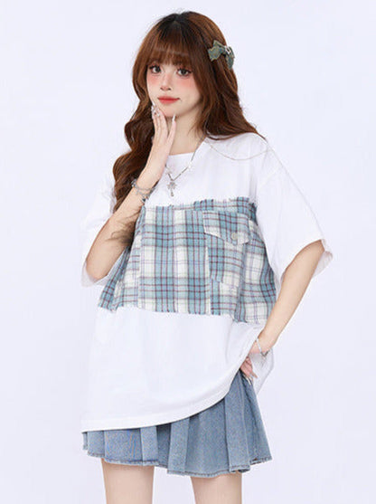 Lockeres T-Shirt Oversize Karo