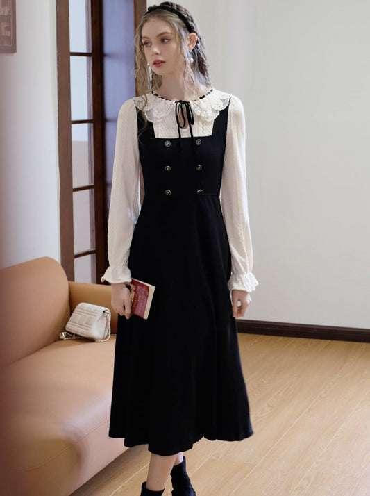 Lace Faux Piece Two Ruffle Dress Collar