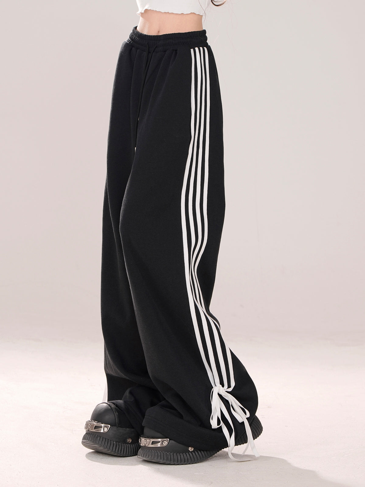 Ribbon Design Pants Street Drawstring American Casual