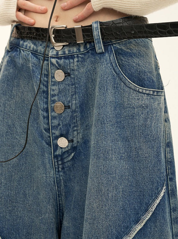 Och Caliper Retro Jeans Button Wash Casual Trendy Pants