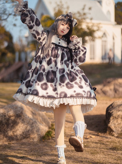 Leopard Dress Voluminous Dot Lolita