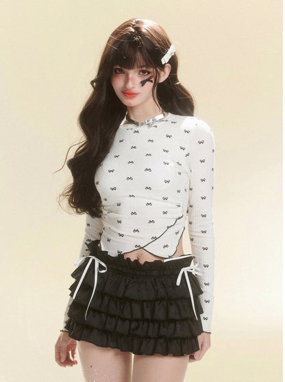 Lace-up Ribbon Slim Bag Top