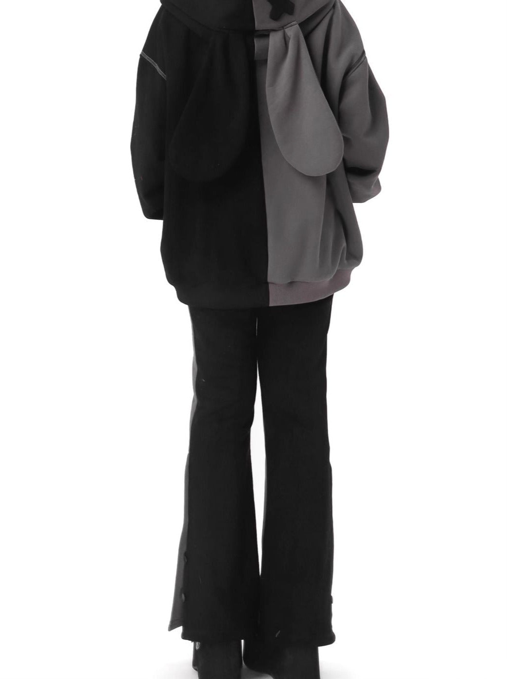 Rabbit Ear Contrast Zip Parker Pants Skirt