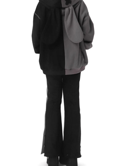 Rabbit Ear Contrast Zip Parker Pants Skirt