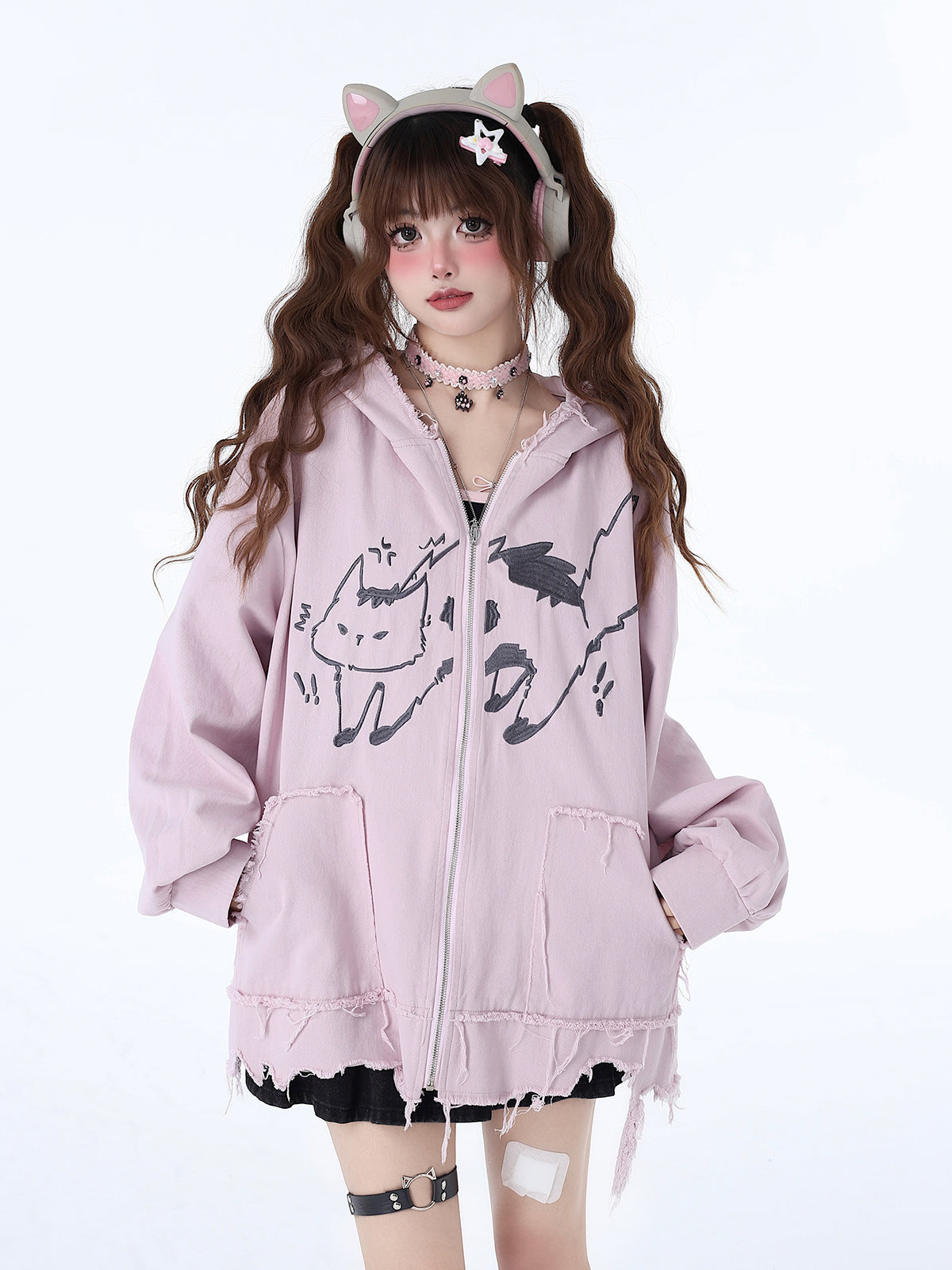 Sweat à capuche Cat Mine Loose Over Hooded