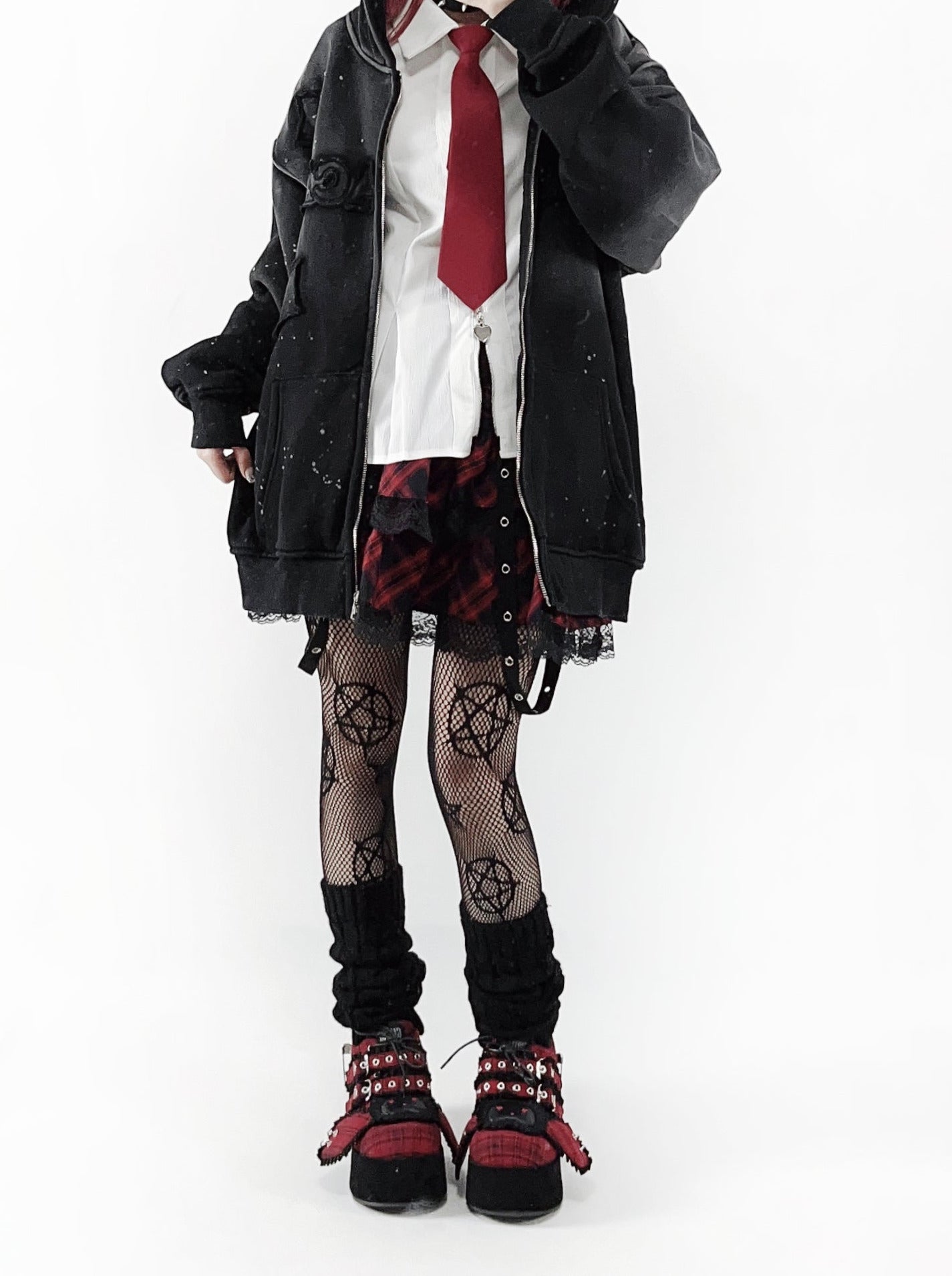 Bunny Shoes Dark Red Check Red All Platform