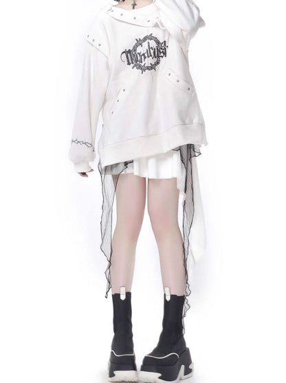 Dark Soon Print Design Sweat Suit Eyelet Trainer + Lace Elegula Skirt