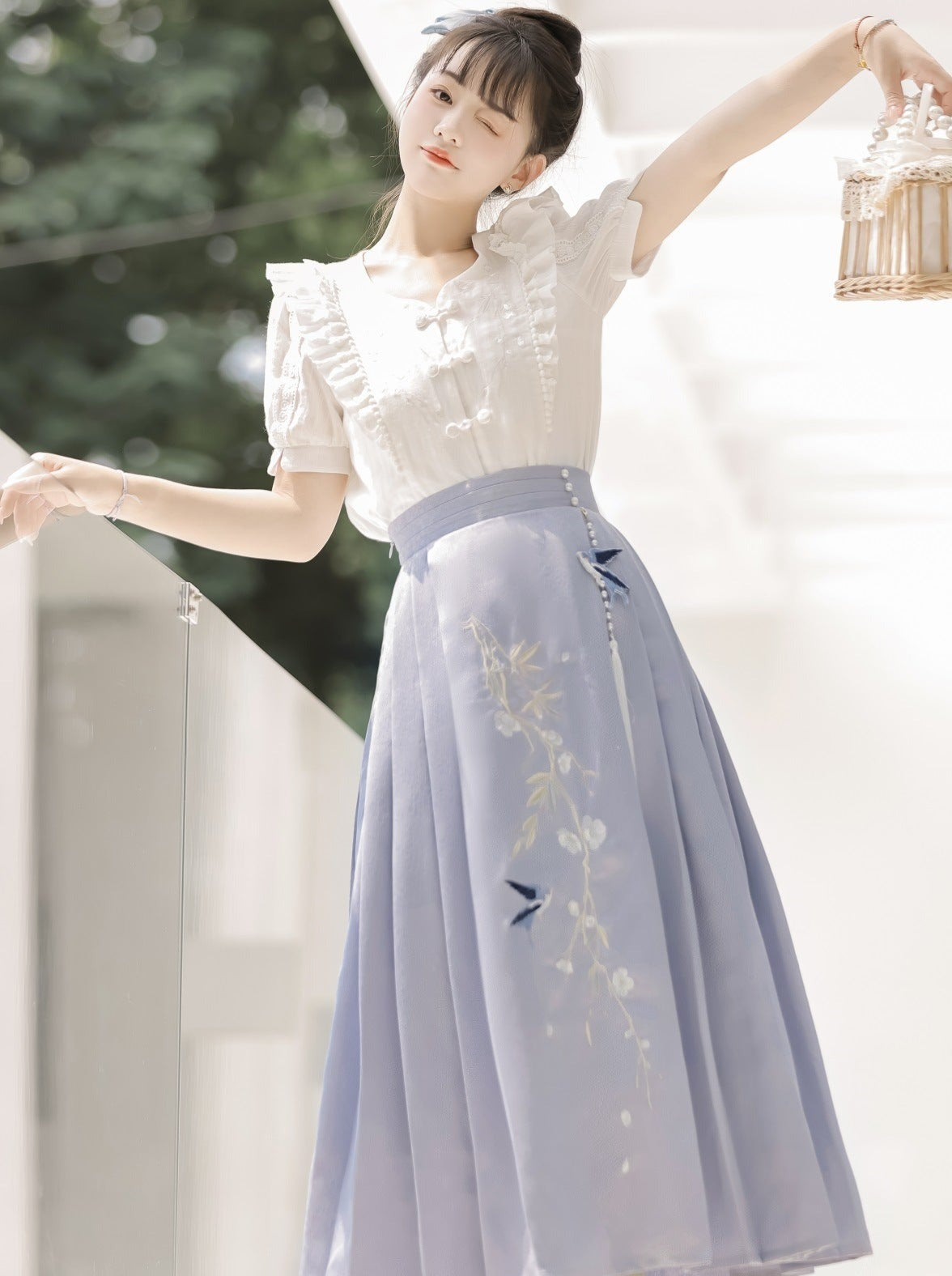 Summer Pleated Skirt Retro Ruffle Top Design China