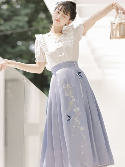 Summer Pleated Skirt Retro Ruffle Top Design China