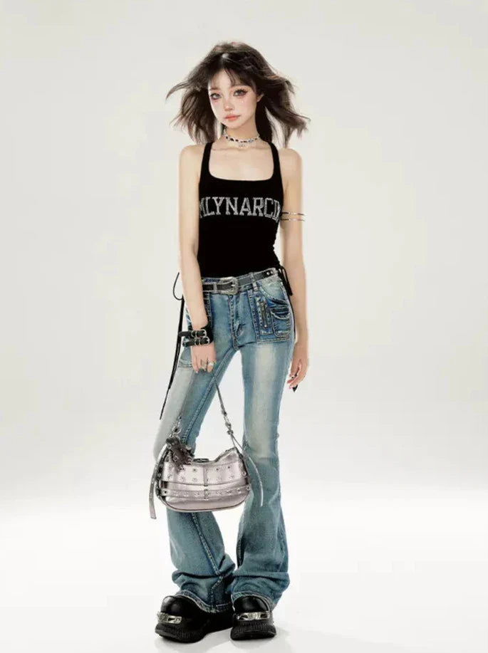 Micro Jeans Flare Wash Damaged American