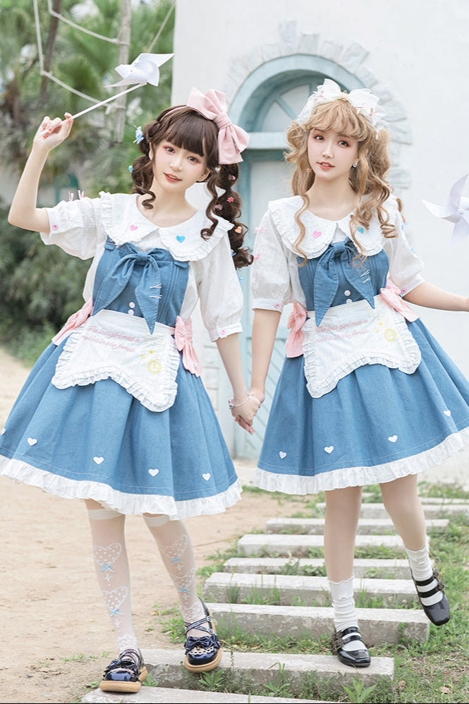 + Denim Apron Lolita Innerwear Jumper-skirt Light Doll Raw
