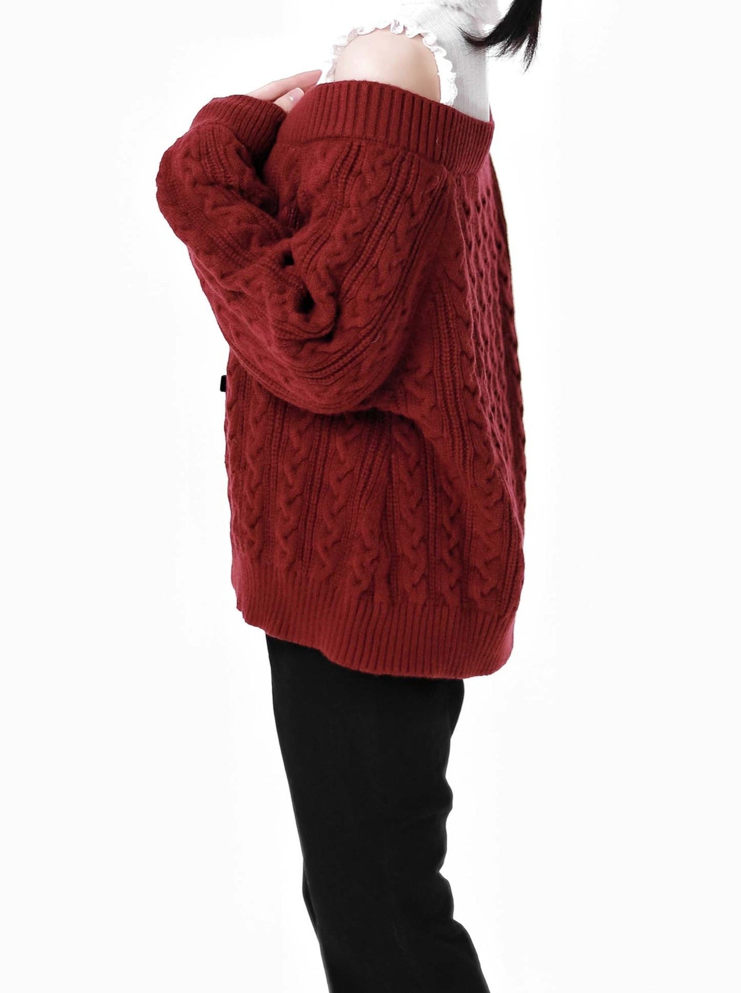 Snow Fragrance Rabbit Fur Coat Off Ward Sleve Sweater Suit