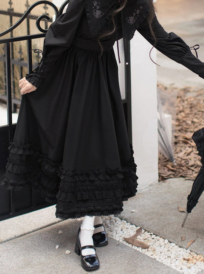 Gürtel aus Hammelfleisch Dark Retro Leg + Kleid Französisch