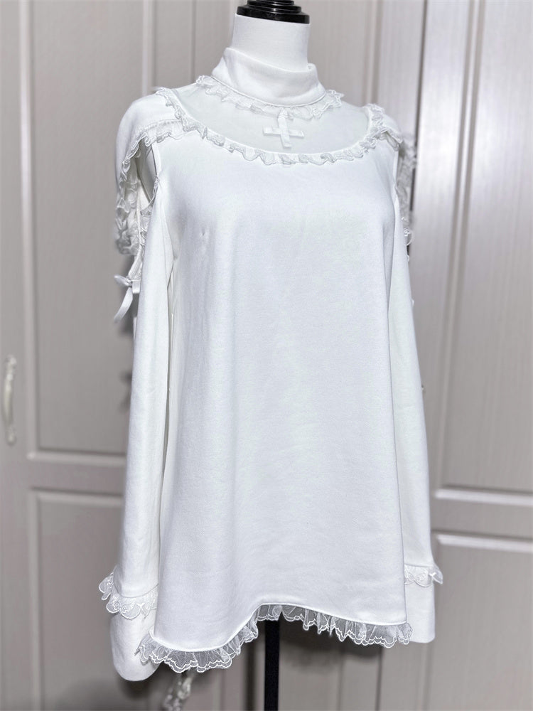 Ear Cat Angel Sweatshirt Hood Pocket Apron