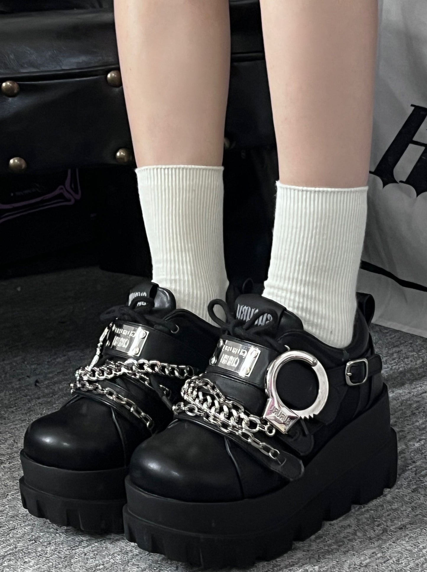 Shoes Cuff Hand Platform Metal Dark