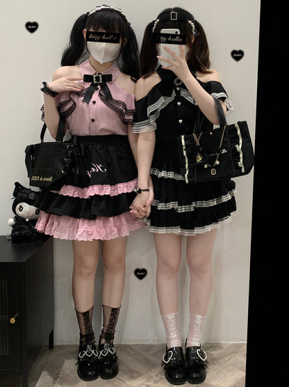 ランドマイン オフショルダー レースシャツ