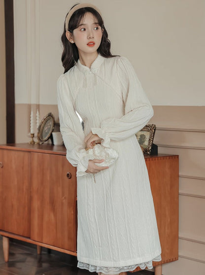China Ribbed Knit Dress Long