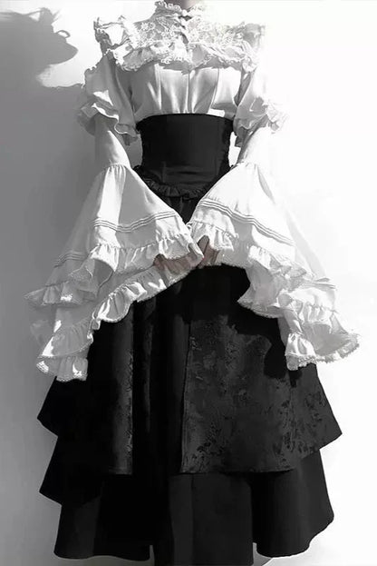 Dark + blouse ruffle gorgeous lolita gothic skirt