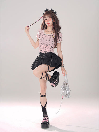 Spitzenband T-Shirt Girly Slim