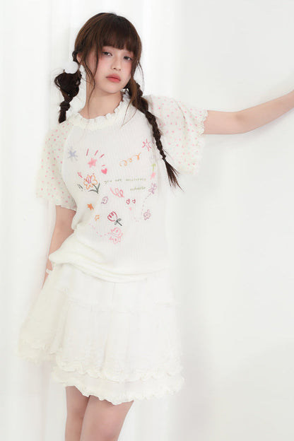 Round Neck Heart Floral Top