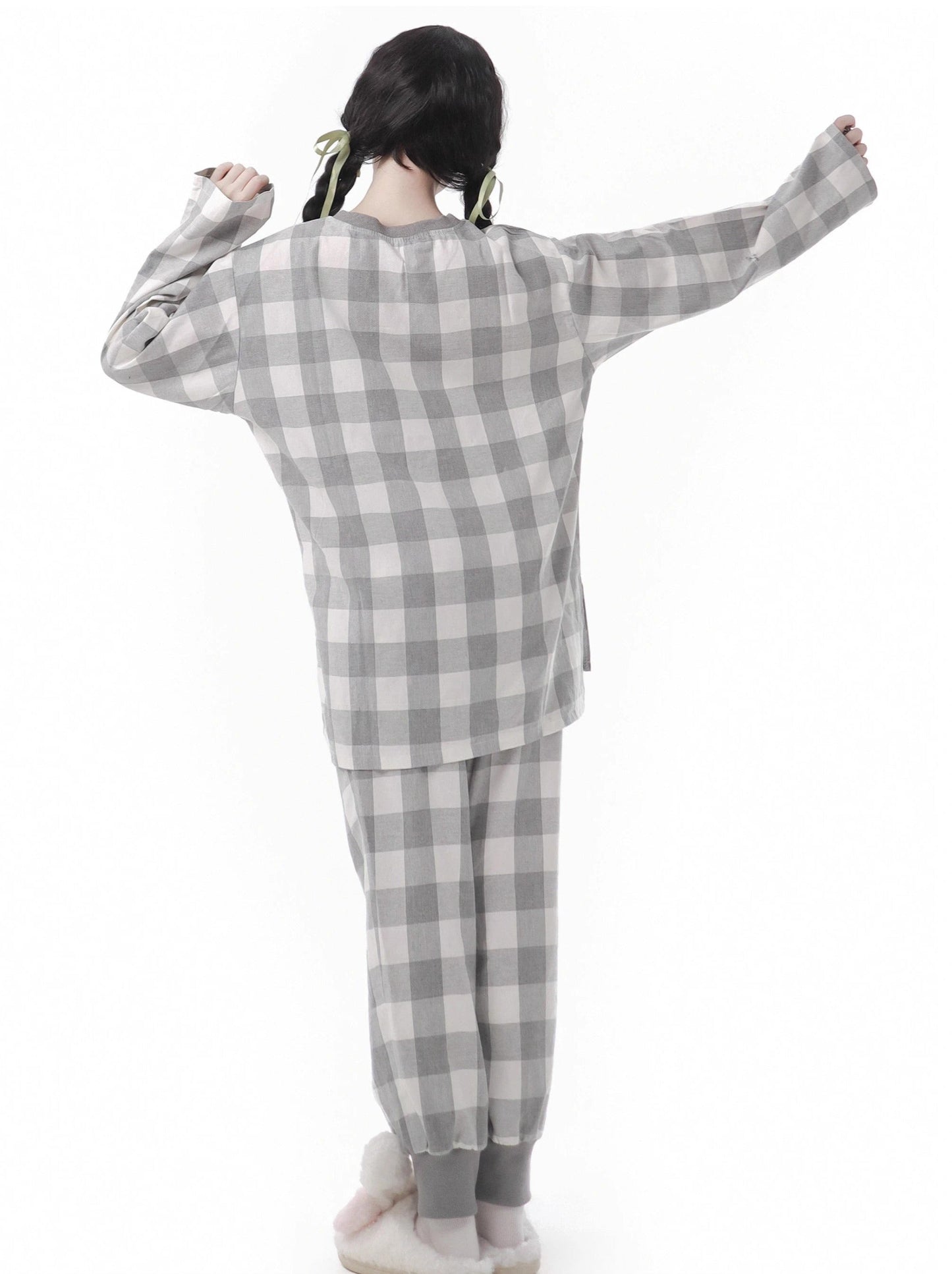 Soft Cotton Pajamas Loungewear Casual Check
