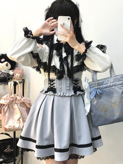 レースアップウエストフリルチュカート