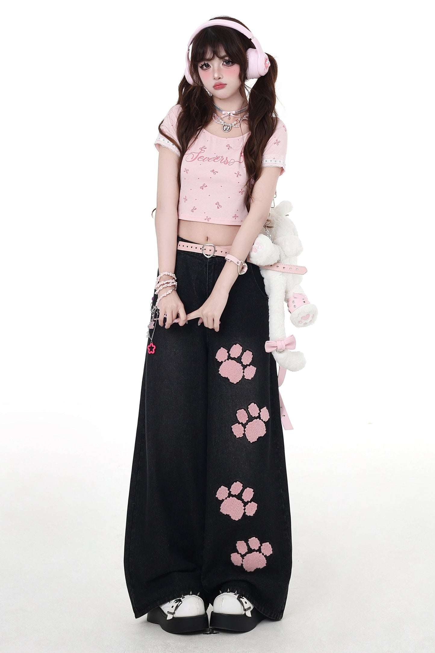 Lace T-shirt Girl Crazy Pink