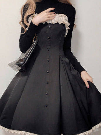Song Love Elegant Dress Short/Long Lolita Reservations Black Piano Satin Sass
