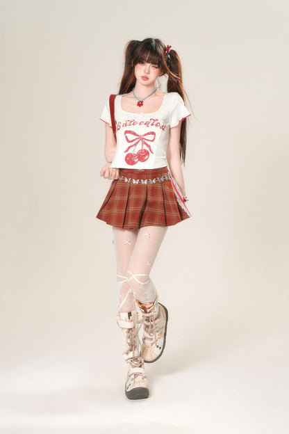 Milky Slim Sweet T-Shirt Cherry