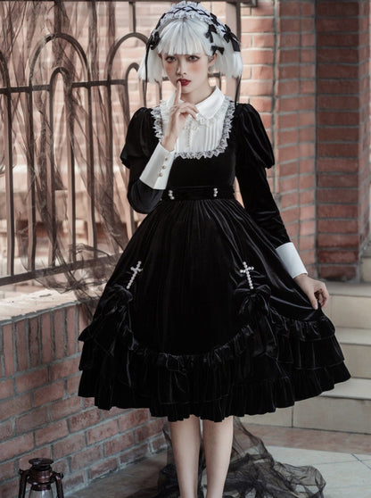 Velvet Gothic Maid Cross Dress Dark Lolita