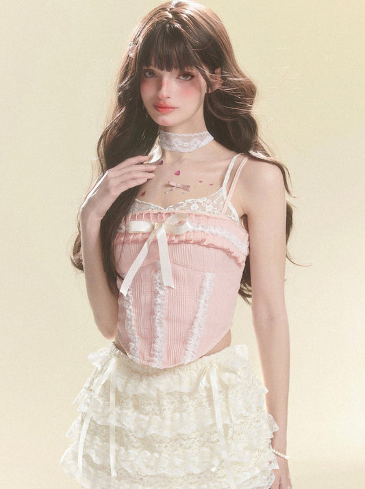 Camisole Tops Lace Frilled