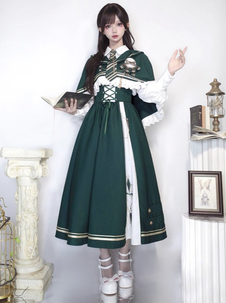 Blouse Traveler Skirt New + Short Cape Flared Time Lace-up