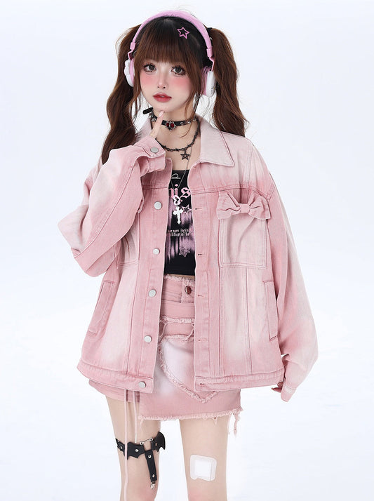 Jacke Osh Pink Denim Sweet Ribbon