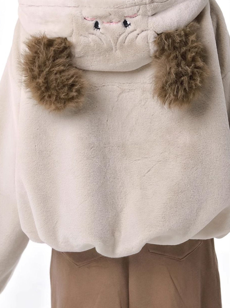 Hoody Fake Far Court + Velvet Casual Pants