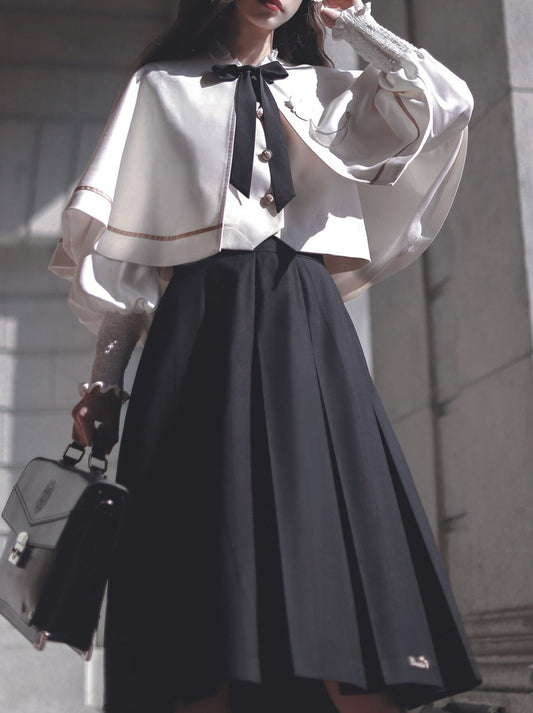 Shirt Long Skirt Elegant Cape Vest Christine