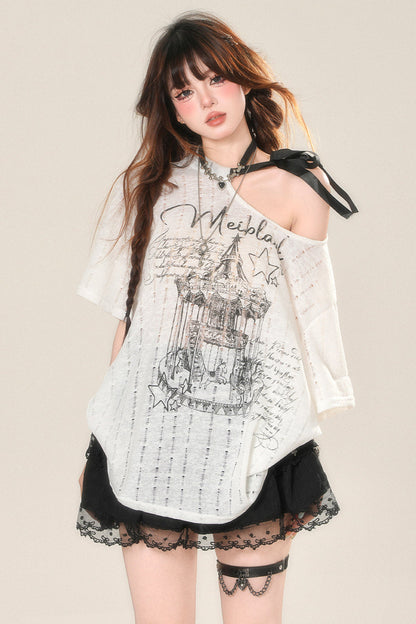 Shoulder Dark Tops Sheer