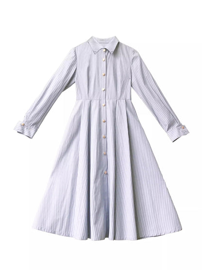 Shirt Dress Color + Tie Pleated Navy Suit Striped Badge Retro Magic Dress Academy
