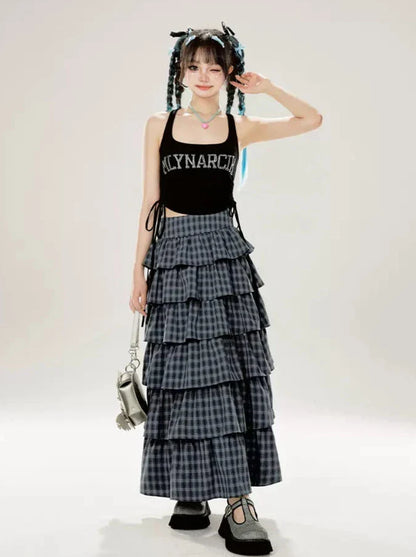 Tutu-Kuchen mit Karomuster, schwarzer, lila Rock