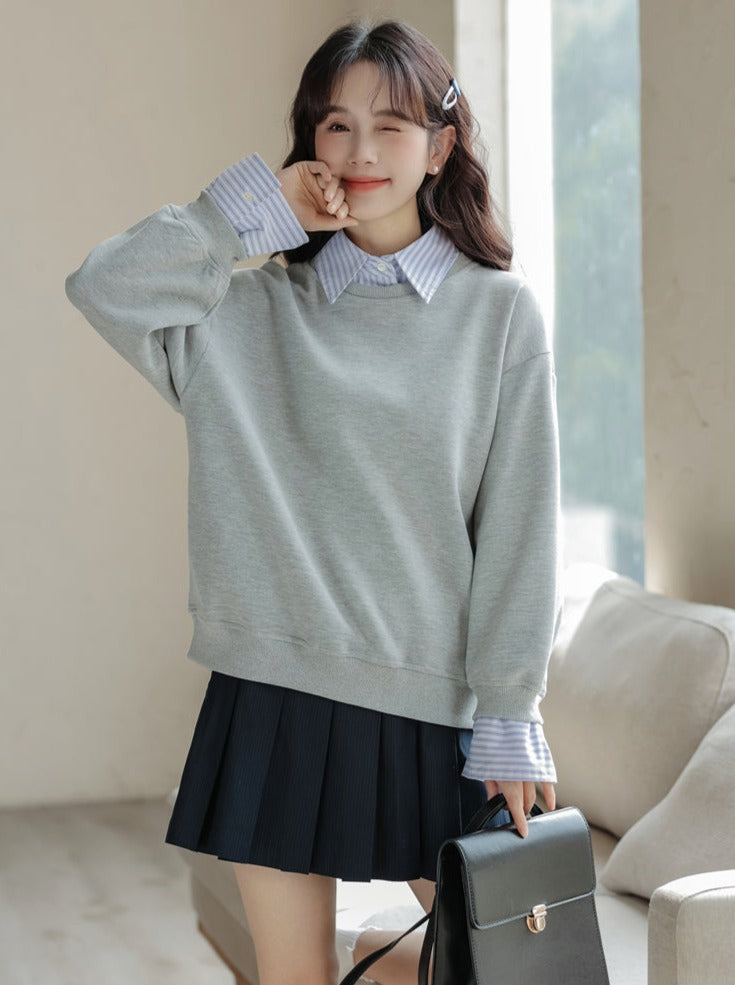 Pull ample à rayures, ensemble deux pièces