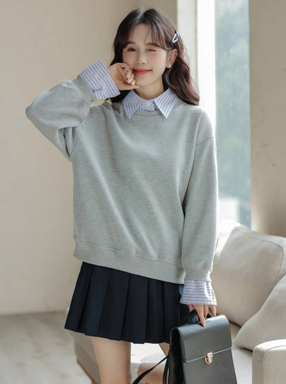 Pull ample à rayures, ensemble deux pièces
