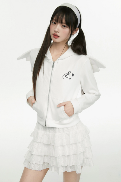 White Wings Hooded Angel Hoodie Short