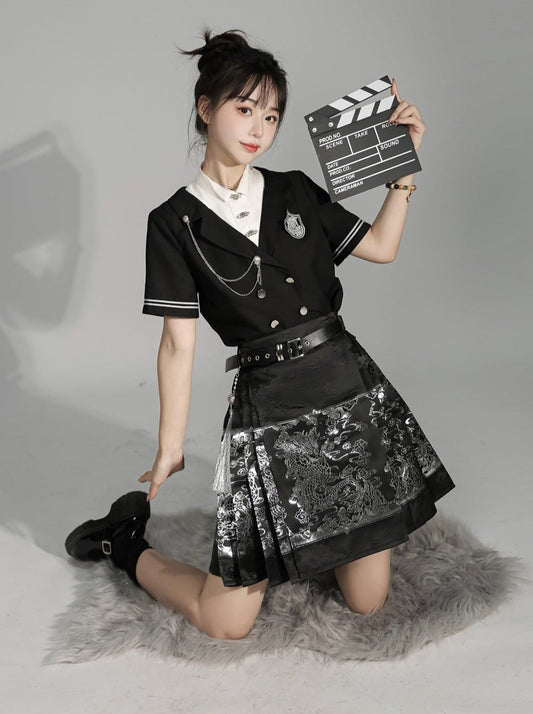 Top Short College Chine + Jupe