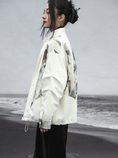 Veste d'épissure décontractée à imprimé chinois