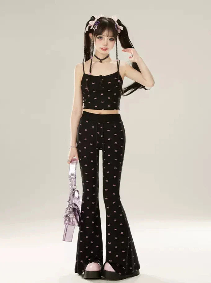 Dress Lazy Chic Pants Cardigan + Black Bootcut Suspender
