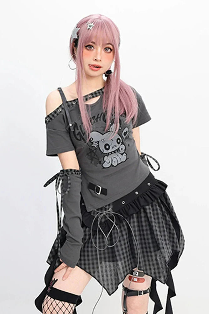 slim-fit T-shirt + skirt Irregular Fortidor