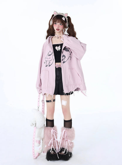 Sweat à capuche Cat Mine Loose Over Hooded