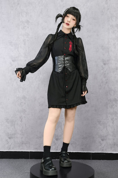 Dress Lantern Chinese Sleeve Sheer