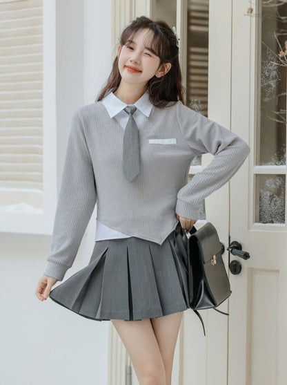 Hauts universitaires asymétriques style rétro décontracté