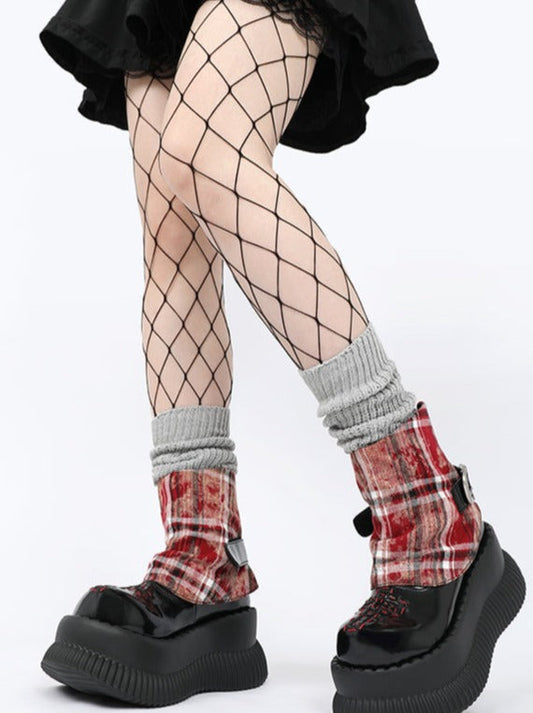 Check Short Boots Belt Heeled