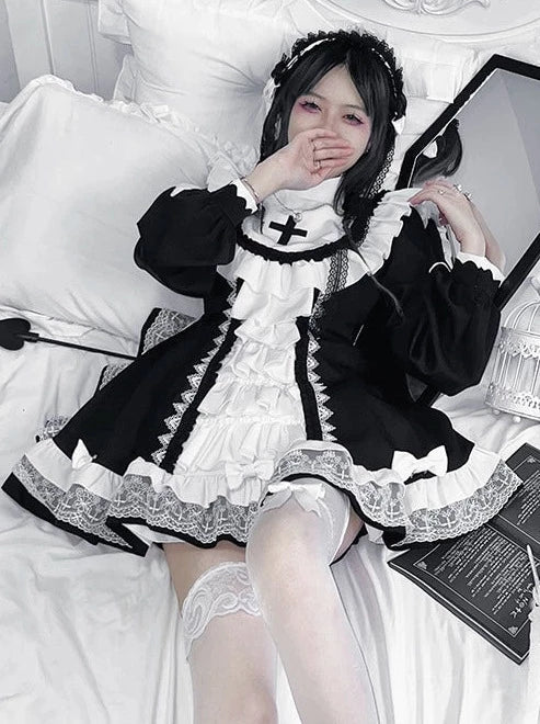 Halloween Sister Cross Subculture Dress Set Lolita
